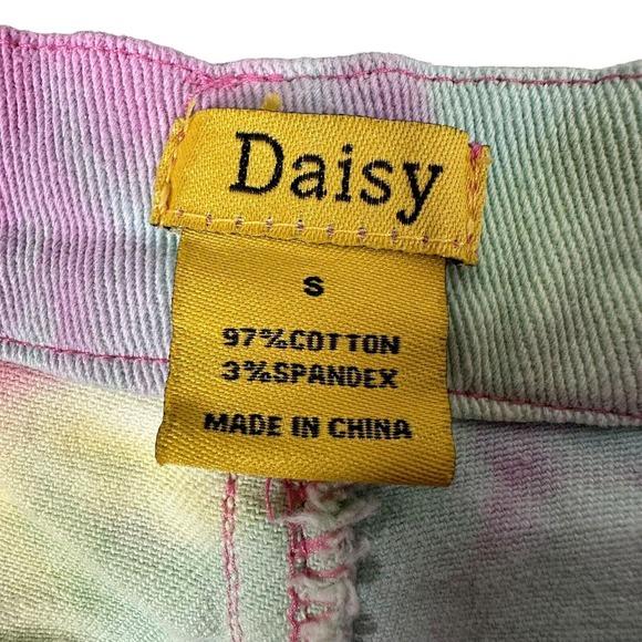 Daisy Denim Micro Shorts Stretchy Size S Fringe Colorful Hot Pants - Picture 2 of 7